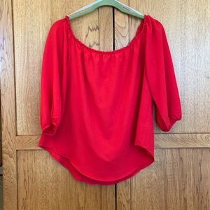 Super cute back!! Off the shoulder red top